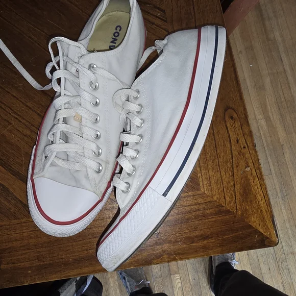 Converse White Canvas Sneakers with Rubber Toe Cap - Picture 4 of 8